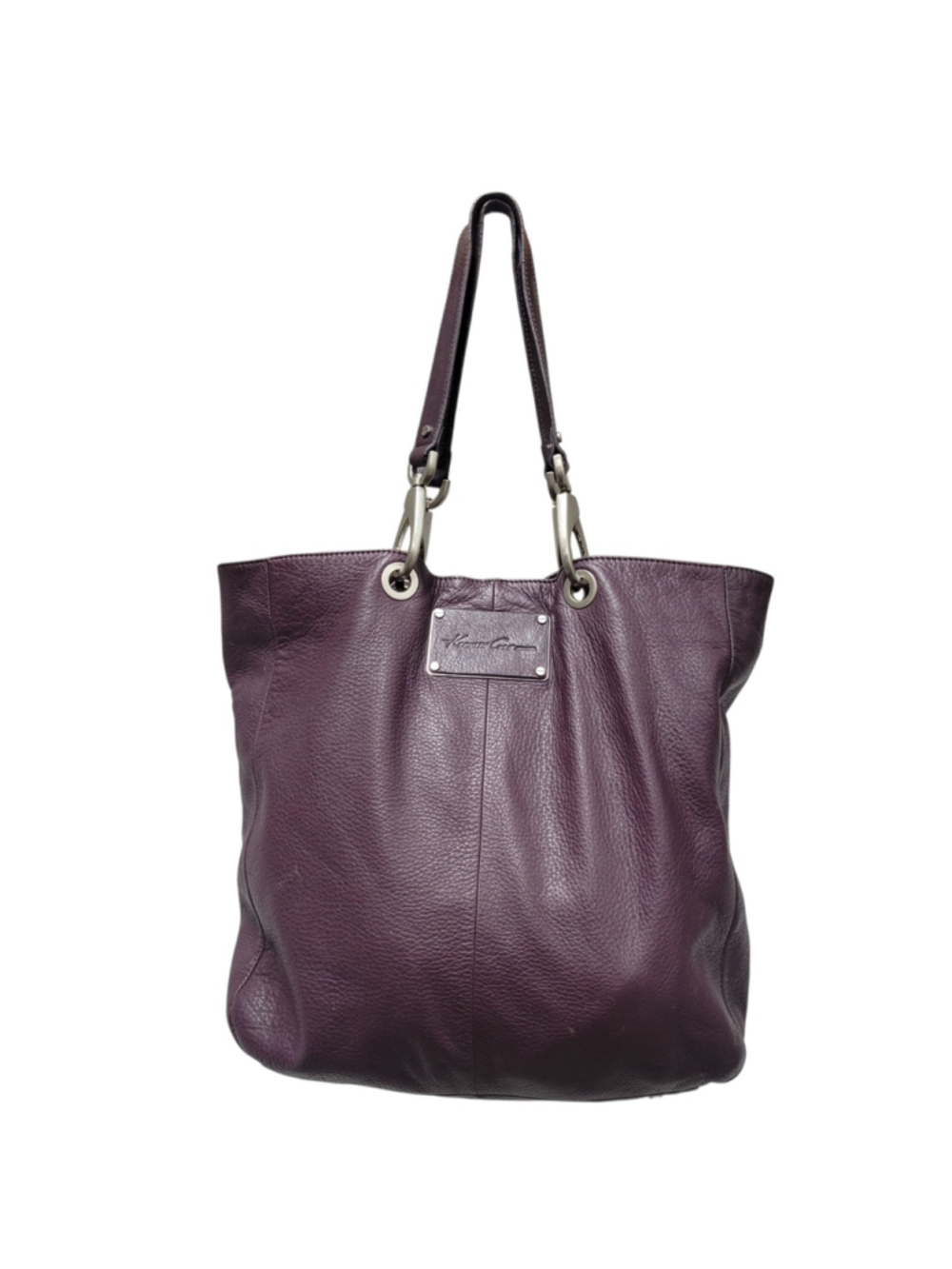 Kenneth Cole Women's Large Purple Pebbled Leather Shoulder Bag/Tote Pre-owned
